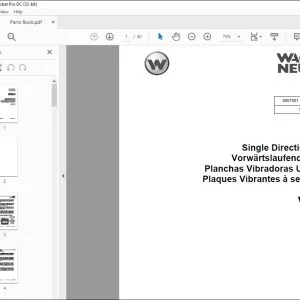 Wacker Neuson VPY 70 Single Direction Plates Parts Book Manual - PDF DOWNLOAD