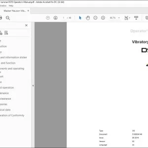 Wacker Neuson Vibratory rammer DS70 Operator's Manual - PDF DOWNLOAD