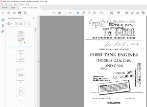 War Department Ford Tank Engines GAA GAF & GAN Technical Manual 9-1731B - PDF DOWNLOAD