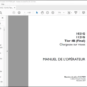 CASE 1021G 1121G Tier 4B (Final) Chargeuse sur roues MANUEL DE L’OPÉRATEUR 51417059 -PDF DOWNLOAD (FRENCH)