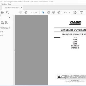 CASE 21E 121E 221E 321E SÉRIES 3 PHASE 3 CHARGEUSE COMPACTE À ROUE MANUEL DE L'UTILISATEUR 87682155 FC -PDF DOWNLOAD (FRENCH)