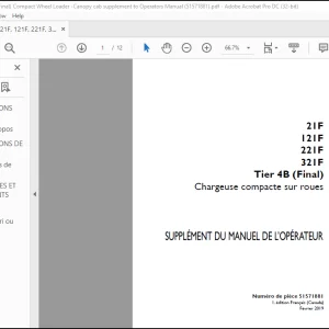 CASE 21F 121F 221F 321F Tier 4B (Final) Chargeuse compacte sur roues SUPPLÉMENT DU MANUEL DE L’OPÉRATEUR 51571881 -PDF DOWNLOAD (FRENCH)
