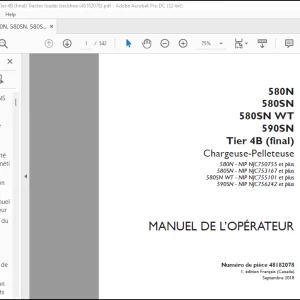 CASE 580N 580SN 580SN WT 590SN Tier 4B (final) Chargeuse-Pelleteuse MANUEL DE L’OPÉRATEUR(48182078) - PDF DOWNLOAD (French)