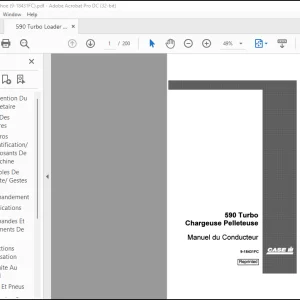 CASE 590 Turbo Chargeuse Pelleteuse Manuel du Conducteur(9-18431FC) -  PDF DOWNLOAD (French)