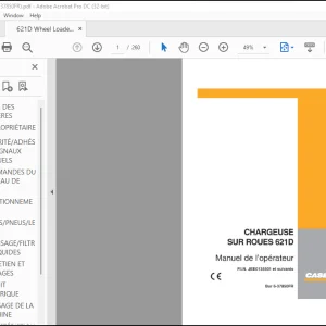 CASE Chargeuse sur roues 621 D  Manuel de l'operateur 6-37850 -  PDF DOWNLOAD (FRENCH)