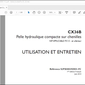 CASE CX36B Pelle hydraulique compacte sur chenilles UTILISATION ET ENTRETIEN (S2PX00039ZE01-FC) - PDF DOWNLOAD (French)