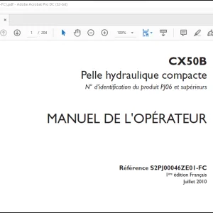 CASE CX50B Pelle hydraulique compacte MANUEL DE L'OPÉRATEUR(S2PJ00046ZE01-FC) - PDF DOWNLOAD (French)