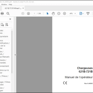 CASE Chargeuse 621B-721B MANUEL DE L’OPÉRATEUR 9-24505  -PDF DOWNLOAD (FRENCH)