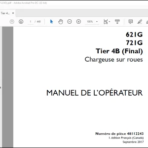 CASE Chargeuse sur roues 621G 721G Tier 4B (Final) MANUEL DE L’OPÉRATEUR 48112243-PDF DOWNLOAD (FRENCH)