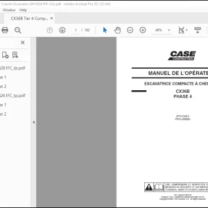 CASE EXCAVATRICE COMPACTE À CHENILLES CX36B PHASE 4 MANUEL DE L'OPÉRATEUR(84158261CA) - PDF DOWNLOAD (French)