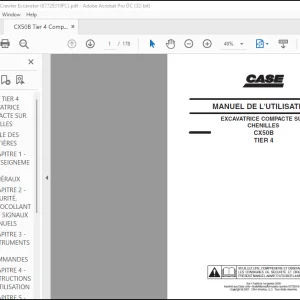 CASE EXCAVATRICE COMPACTE SUR CHENILLES CX50B TIER 4 MANUEL DE L'UTILISATEUR(87729319 FC)  - PDF DOWNLOAD (French)