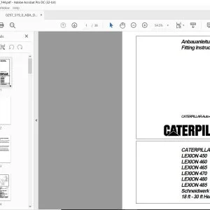 CLAAS CATERPILLAR-Auto-Contour  Schneidwerk 5,40 m - 9,00 m 18 ft - 30 ft Headers 450 460 465 470 480 485 Fitting Manual - PDF DOWNLOAD