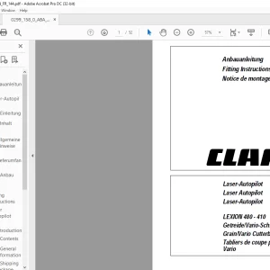 CLAAS LEXION 480 - 410 Laser Autopilot GrainVario Cutterbars Fitting Instructions Manual_DE_FR_EN - PDF DOWNLOAD