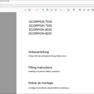 CLAAS SCORPION 7035 7030 6035 6030 installing a hydraulic Matbro quickhitch Fitting Instructions Manual - PDF DOWNLOAD