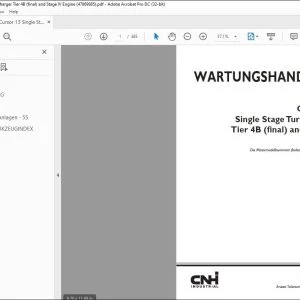 CNH Cursor® 13 Single Stage Turbocharger Tier 4B (final) & Stage IV Motor WARTUNGSHANDBUCH 47869985 - PDF DOWNLOAD (German)