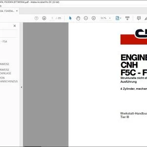 CNH ENGINES F5C F5A Strukturelle nicht strukturelle Ausführung 4 Zylinder mechanisch Tier III Werkstatt-Handbuch  - PDF DOWNLOAD (German)
