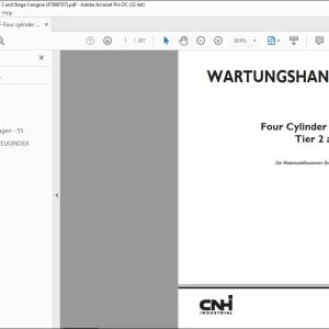 CNH NEF Four Cylinder Mechanical Tier 2 and Stage II Motor WARTUNGSHANDBUCH 47899767 - PDF DOWNLOAD (German)