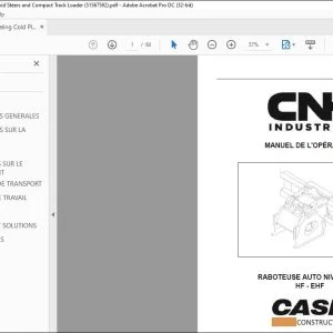 CNH HF EHF Self-Leveling Planer Operator's Manual (French) 51567592 PDF