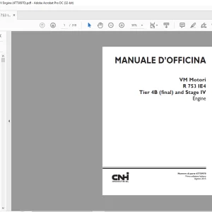 CNH VM Motori R 753 IE4 Tier 4B (final) and Stage IV Engine MANUALE D’OFFICINA 47730970 - PDF DOWNLOAD (Italian)