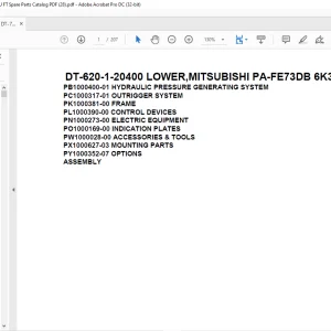Tadano Crane DT-620-1-20400 LOWER,MITSUBISHI PA-FE73DB 6K3 Spare Parts Catalog Manual - PDF DOWNLOAD