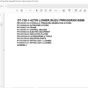 Tadano Crane DT-720-1-42700 LOWER,ISUZU FRR33GRXN16S96 Spare Parts Catalog Manual - PDF DOWNLOAD