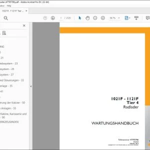 Case 1021F 1121F Tier 4 Radlader WARTUNGSHANDBUCH 47795786 - PDF DOWNLOAD (German)