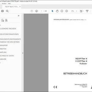 Case 1021F Tier 4 1121F Tier 4 Radlader BETRIEBSHANDBUCH 47563779 - PDF DOWNLOAD (German)