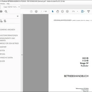 Case 1021G 1121G Stage IV Radlader BETRIEBSHANDBUCH 47932636 - PDF DOWNLOAD (German)
