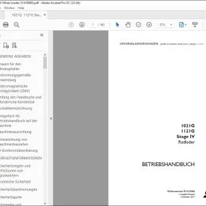 Case 1021G 1121G Stage IV Radlader BETRIEBSHANDBUCH 51418960 - PDF DOWNLOAD (German)