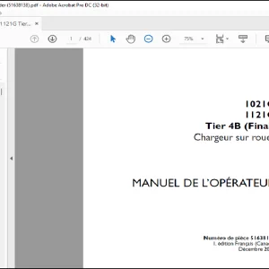 Case 1021G 1121G Tier 4B (Final) Chargeur sur roues MANUEL DE L’OPÉRATEUR 51638138 - PDF DOWNLOAD (FRENCH)