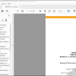 Case 1850K (Tier 3) Bulldozer a Chenilles Manuel d'instructions - PDF DOWNLOAD (French)