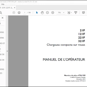 Case 21F 121F 221F 321F Chargeuse compacte sur roues MANUEL DE L’OPÉRATEUR 47961309 -PDF DOWNLOAD (FRENCH)
