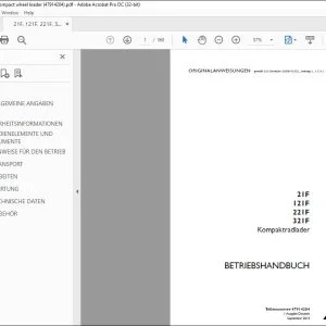Case 21F 121F 221F 321F Kompaktradlader BETRIEBSHANDBUCH 47914204 - PDF DOWNLOAD (German)