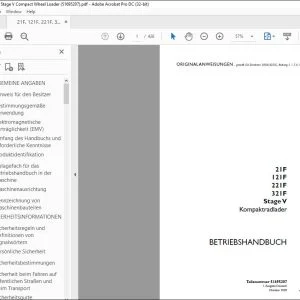 Case 21F 121F 221F 321F Stage V Kompaktradlader BETRIEBSHANDBUCH 51695207 - PDF DOWNLOAD (German)