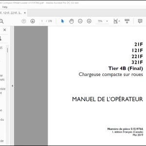 Case 21F 121F 221F 321F Tier 4B (Final) Chargeuse compacte sur roues MANUEL DE L’OPÉRATEUR 51519766 -PDF DOWNLOAD (FRENCH)