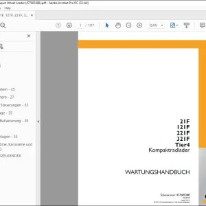 Case 21F 121F 221F 321F Tier4 Kompaktradlader WARTUNGSHANDBUCH 47768538B - PDF DOWNLOAD (German)