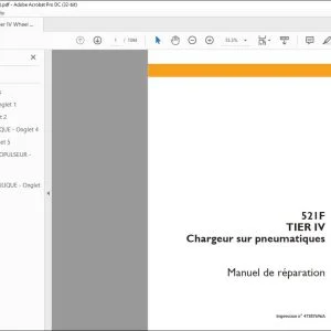 Case 521F TIER IV Chargeur sur pneumatiques Manuel de réparation 47387696A - PDF DOWNLOAD (French)