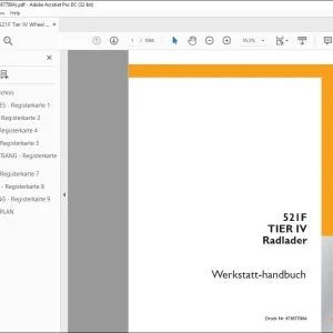 Case 521F TIER IV Radlader Werkstatt-handbuch 47387700A - PDF DOWNLOAD (German)