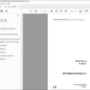Case 521F Tier 4 Radlader BETRIEBSHANDBUCH 47554924 - PDF DOWNLOAD (German)
