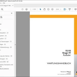 Case 521G Stage IV Radlader WARTUNGSHANDBUCH 48082193 - PDF DOWNLOAD (German)