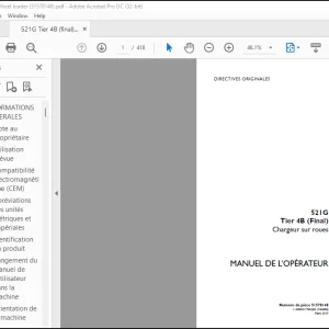 Case 521G Tier 4B (Final) Chargeur sur roues MANUEL DE L’OPÉRATEUR (51578148)- PDF DOWNLOAD (French)