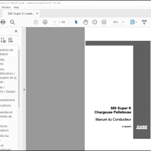 Case 580 Super K Chargeuse PeUeteuse Manuel du Conducteur(9-18422FC)  - PDF DOWNLOAD (French)