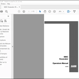 Case 580C Excavator Operators Manual  - PDF DOWNLOAD (French)