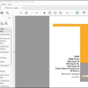 Case 580M 580M Turbo 580 Super M 580 Super M+ 590 Super M Pelles Rétro Chargeuses M Série 2 Manuel de l' opérateur (6-38630FC)  - PDF DOWNLOAD (French)