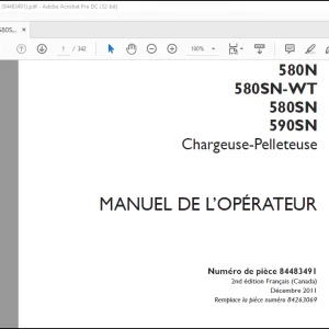 Case 580N 580SN-WT 580SN 590SN Chargeuse-Pelleteuse MANUEL DE L’OPÉRATEUR(84483491) - PDF DOWNLOAD (French)