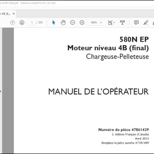 Case 580N EP Moteur niveau 4B (final) Chargeuse-Pelleteuse MANUEL DE L’OPÉRATEUR(47861429) - PDF DOWNLOAD (French)