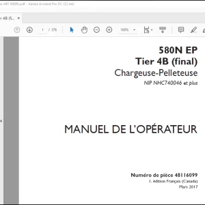 Case 580N EP Tier 4B (final) Chargeuse-Pelleteuse MANUEL DE L’OPÉRATEUR(48116099) - PDF DOWNLOAD (French)