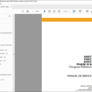 Case 580ST 590ST 695ST PHASE III B Chargeuse-Pelleteuse MANUEL DE SERVICE 47847149 - PDF DOWNLOAD (French)