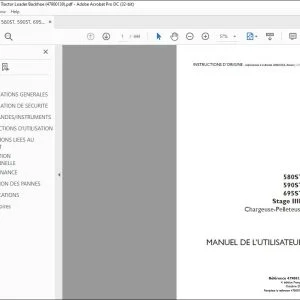 Case 580ST 590ST 695ST Stage IIIB Chargeuse-Pelleteuse MANUEL DE L’UTILISATEUR 47900139 - PDF DOWNLOAD (French)