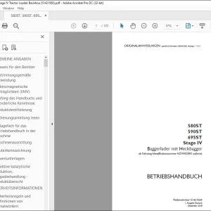 Case 580ST 590ST 695ST Stage IV Baggerlader mit Heckbagger BETRIEBSHANDBUCH 51421560 - PDF DOWNLOAD (German)